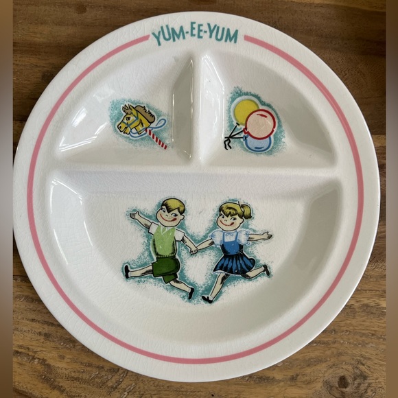 1960s YUM-EE-YUM Imports Inc Japan Children's Divided Plate - Picture 1 of 6